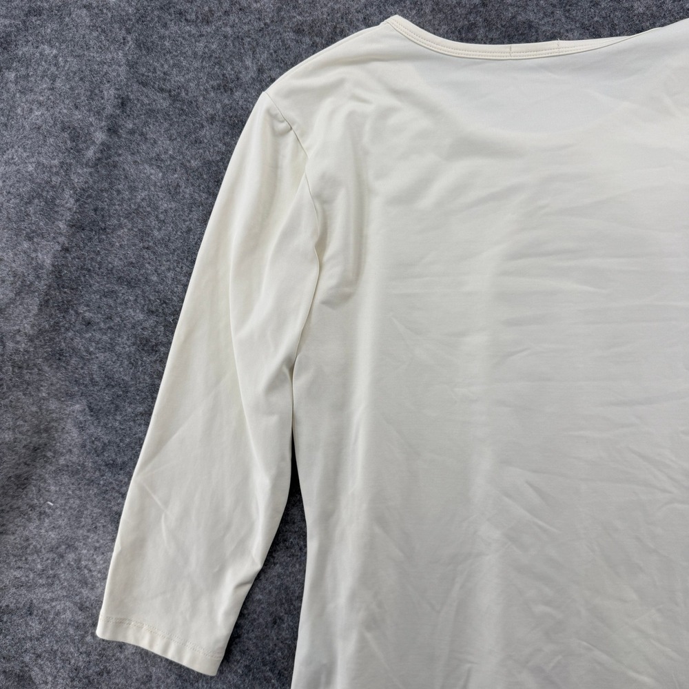 J.McLaughlin Top Women S Cream 3/4 Sleeve Scoop Neck Stretch Minimalist - Picture 7 of 12